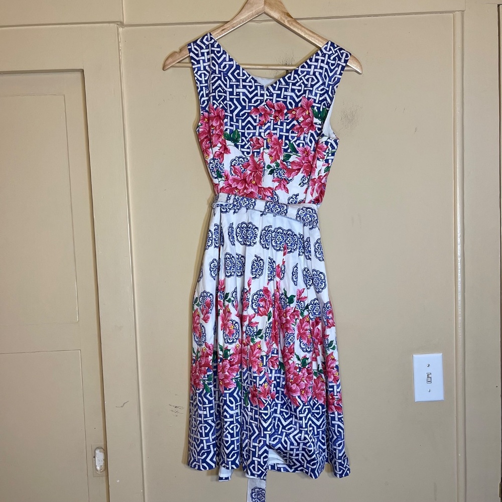 Talbots Blue and White Floral Dress - Picture 2 of 11